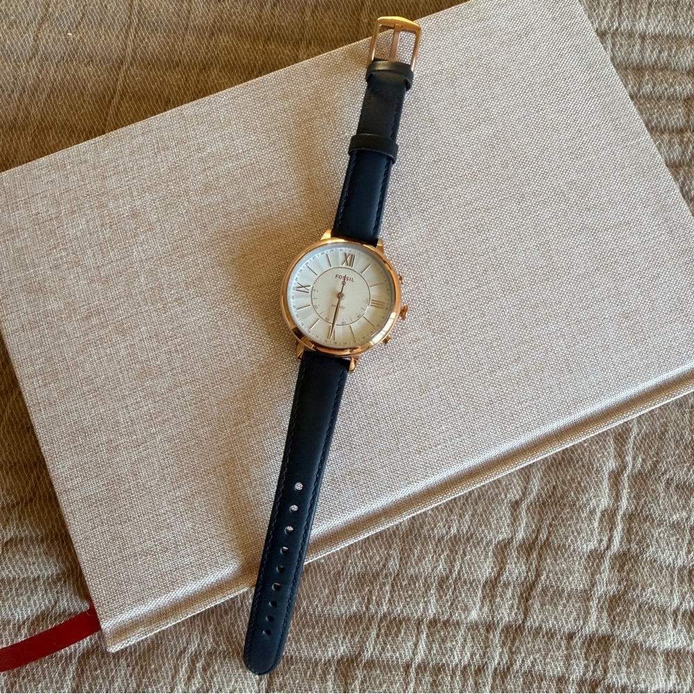 Fossil Women's Watch with Navy Strap and Gold Accents